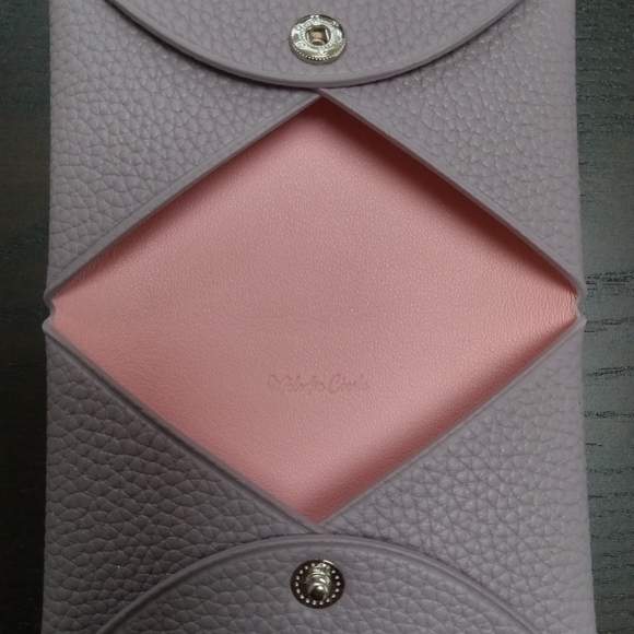 DUYP Dress Up Your Purse Leather CARD HOLDER COMPACT WALLET GRAY/LAVENDAR - Picture 3 of 8